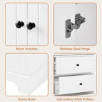 Wooden Storage Cabinet with 2 Doors and 4 Drawers, Adjustable Shelf