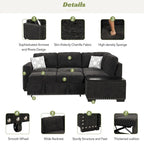 83.8 Sectional Pull-Out Sofa Bed L-Shaped Corner Sofa Couch with Storage Chaise, USB Ports, Power Sockets, Cup Holder for Livin
