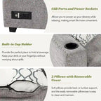 83.8 Sectional Pull-Out Sofa Bed L-Shaped Corner Sofa Couch with Storage Chaise, USB Ports, Power Sockets, Cup Holder for Livin