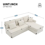 [VIDEO provided][New]87*61Modern L-shaped Corduroy Sofa with Reversible Chaise,4-seat Upholstered Sectional Indoor Furniture,Co
