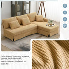 [VIDEO provided][New]87*61Modern L-shaped Corduroy Sofa with Reversible Chaise,4-seat Upholstered Sectional Indoor Furniture,Co
