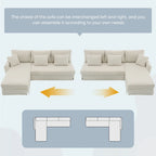 [VIDEO provided][New]87*61Modern L-shaped Corduroy Sofa with Reversible Chaise,4-seat Upholstered Sectional Indoor Furniture,Co