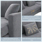 [VIDEO provided][New]87*61Modern L-shaped Corduroy Sofa with Reversible Chaise,4-seat Upholstered Sectional Indoor Furniture,Co
