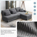 [VIDEO provided][New]87*61Modern L-shaped Corduroy Sofa with Reversible Chaise,4-seat Upholstered Sectional Indoor Furniture,Co