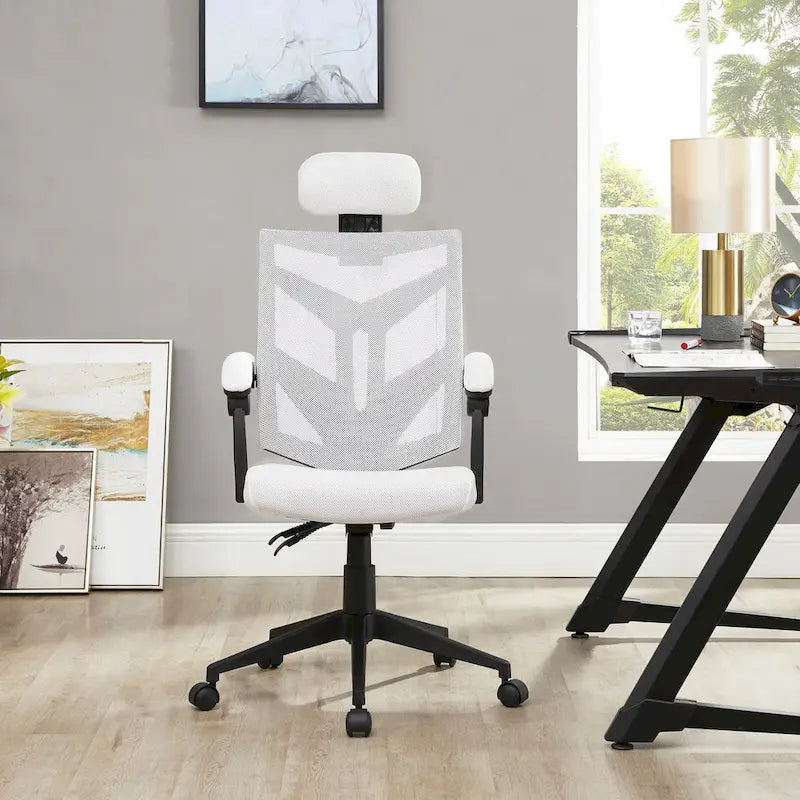 Adjustable Ergonomic Office Chair with Headrest Ergonomic Desk Chair High Back Mesh Office Chairs with Lumbar Support and Wheels