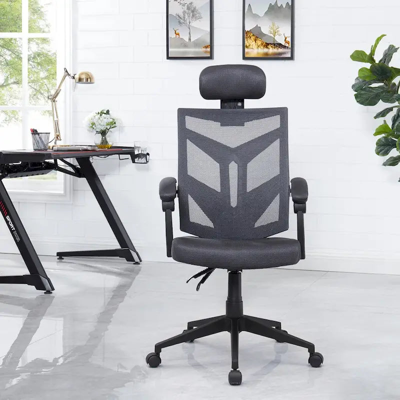 Adjustable Ergonomic Office Chair with Headrest Ergonomic Desk Chair High Back Mesh Office Chairs with Lumbar Support and Wheels