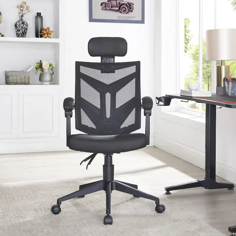 Adjustable Ergonomic Office Chair with Headrest Ergonomic Desk Chair High Back Mesh Office Chairs with Lumbar Support and Wheels