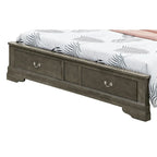 Louis Philippe King Storage Wood Panel Bed