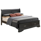 Louis Philippe King Storage Wood Panel Bed