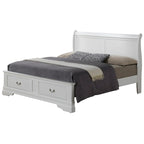 Louis Philippe King Storage Wood Panel Bed