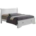 Louis Philippe King Storage Wood Panel Bed