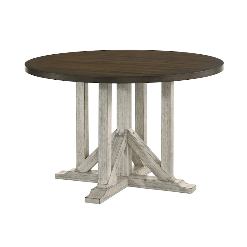 Derry Farmhouse Antique White and Dark Oak Solid Wood 5-Piece Dining Table Set by Furniture of America
