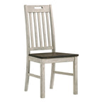 Derry Farmhouse Antique White and Dark Oak Solid Wood 5-Piece Dining Table Set by Furniture of America