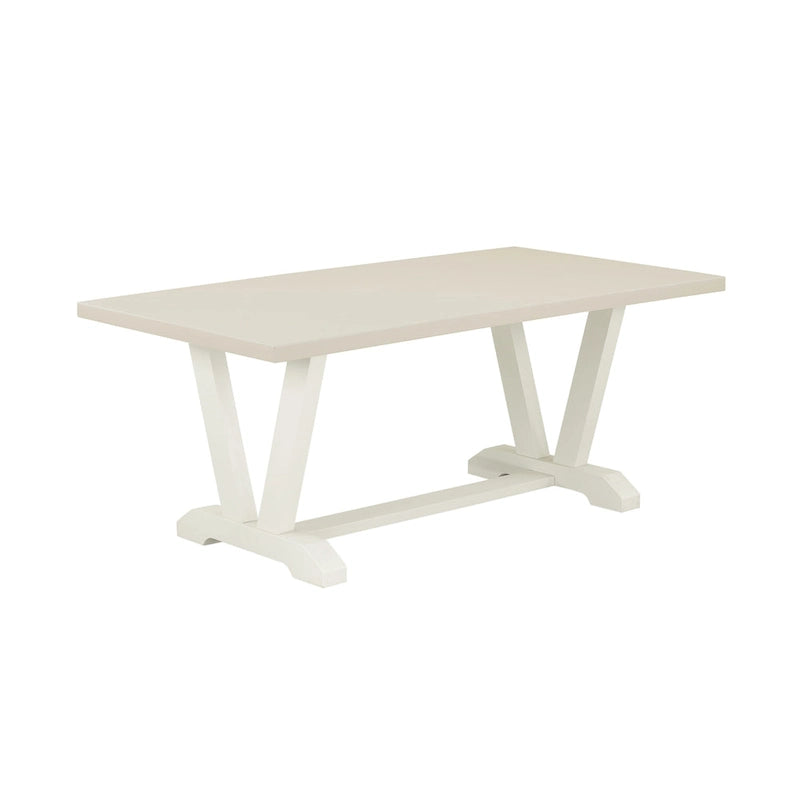East West Furniture Dining Table Set- a Wooden Table and Cream Linen Fabric Parsons Chairs, Linen White(Pieces Options)