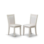 East West Furniture Dining Table Set- a Wooden Table and Cream Linen Fabric Parsons Chairs, Linen White(Pieces Options)