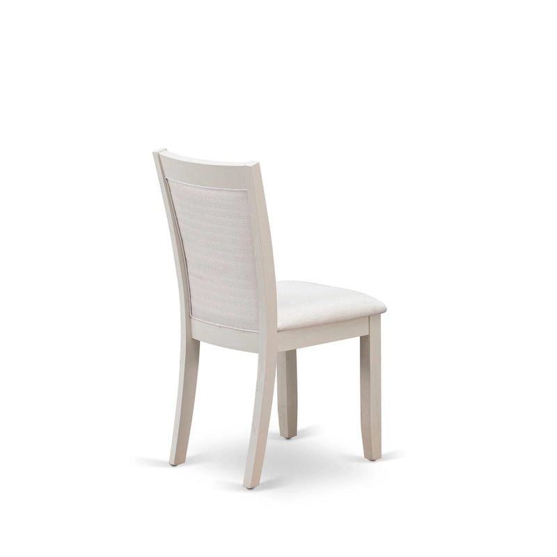 East West Furniture Dining Table Set- a Wooden Table and Cream Linen Fabric Parsons Chairs, Linen White(Pieces Options)