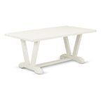 East West Furniture Dining Table Set- a Wooden Table and Cream Linen Fabric Parsons Chairs, Linen White(Pieces Options)
