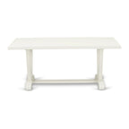 East West Furniture Dining Table Set- a Wooden Table and Cream Linen Fabric Parsons Chairs, Linen White(Pieces Options)
