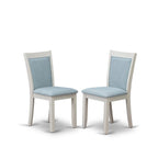 East West Furniture Dining Table Set- a Wooden Table and Cream Linen Fabric Parsons Chairs, Linen White(Pieces Options)