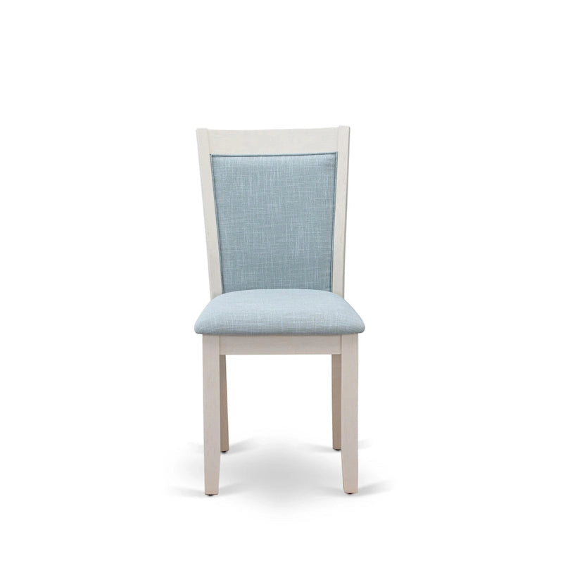 East West Furniture Dining Table Set- a Wooden Table and Cream Linen Fabric Parsons Chairs, Linen White(Pieces Options)