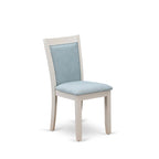 East West Furniture Dining Table Set- a Wooden Table and Cream Linen Fabric Parsons Chairs, Linen White(Pieces Options)