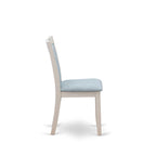 East West Furniture Dining Table Set- a Wooden Table and Cream Linen Fabric Parsons Chairs, Linen White(Pieces Options)