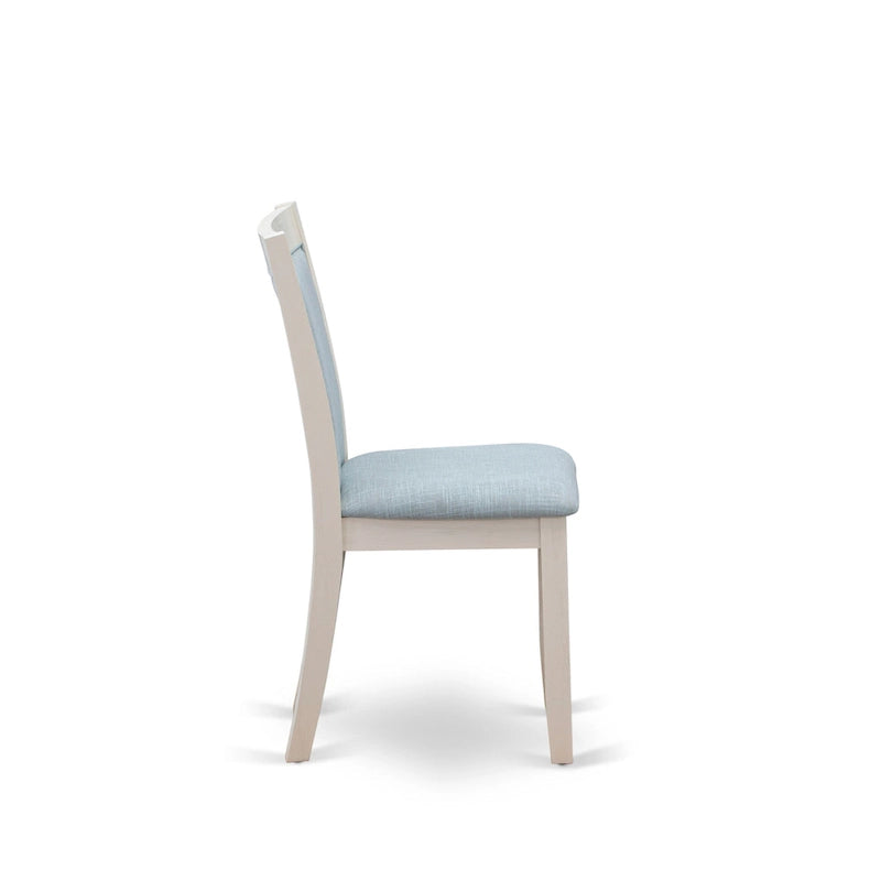 East West Furniture Dining Table Set- a Wooden Table and Cream Linen Fabric Parsons Chairs, Linen White(Pieces Options)