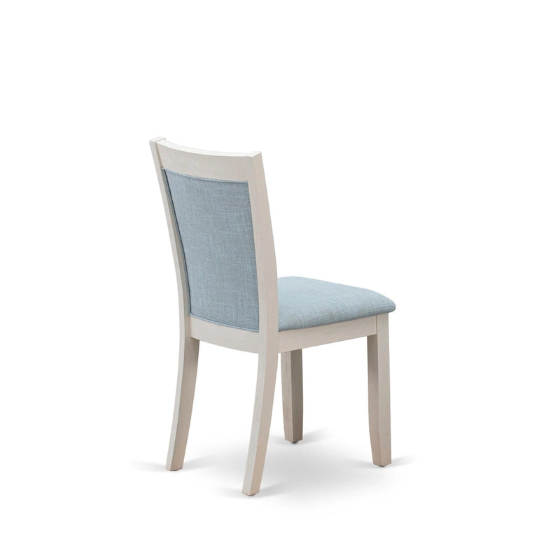 East West Furniture Dining Table Set- a Wooden Table and Cream Linen Fabric Parsons Chairs, Linen White(Pieces Options)