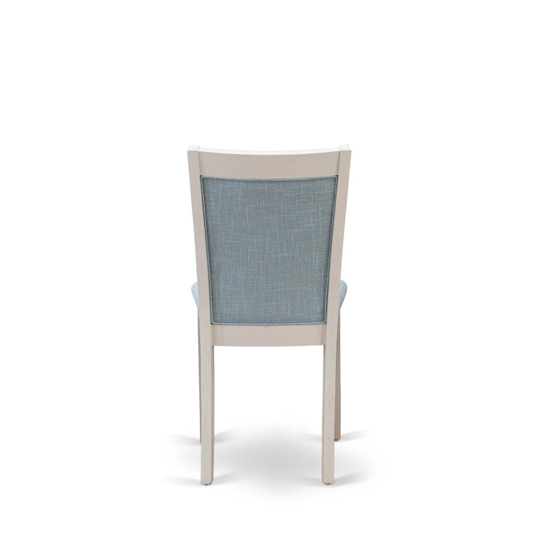 East West Furniture Dining Table Set- a Wooden Table and Cream Linen Fabric Parsons Chairs, Linen White(Pieces Options)