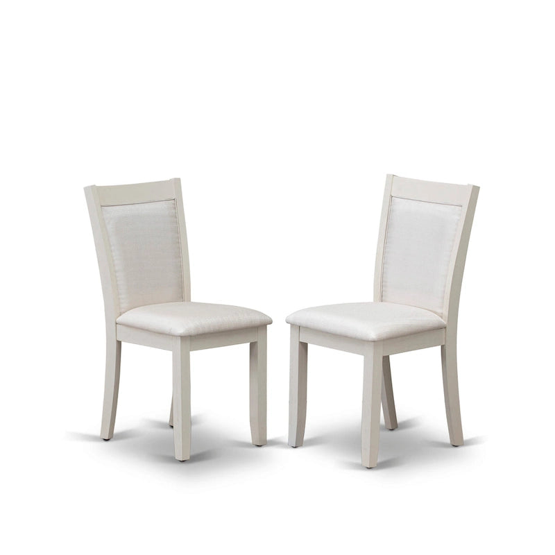 East West Furniture Dining Table Set- a Wooden Table and Cream Linen Fabric Parsons Chairs, Linen White(Pieces Options)