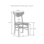 Crosley Landon 2Pc Wood Dining Chairs W/Upholstered Seat - 33.25H x19.75W x 19.75D