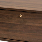 Edel Mid-Century Walnut Brown and Gold Finished Wood Coffee Table