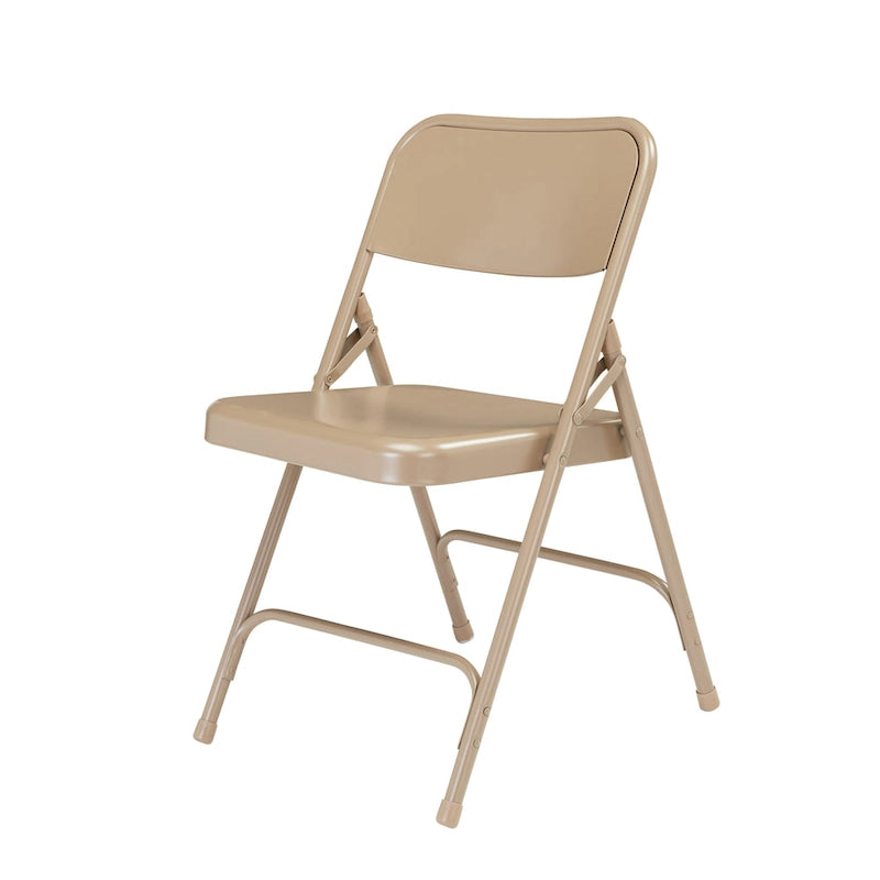 Beige Steel Folding Chairs Set of 4