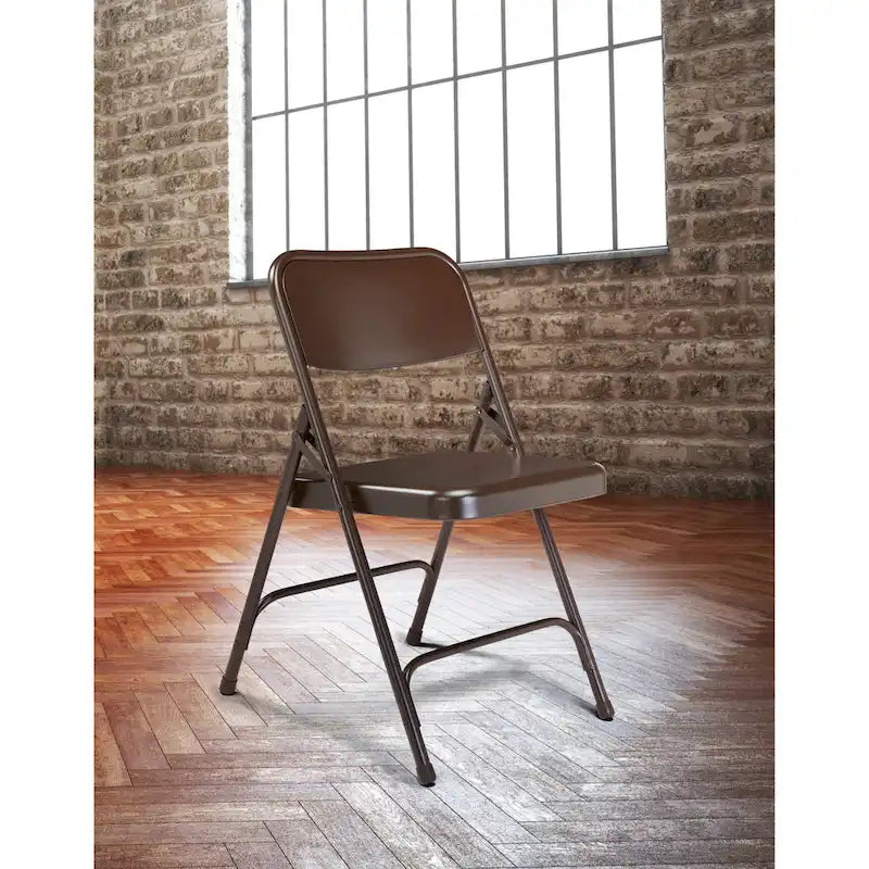 Beige Steel Folding Chairs Set of 4