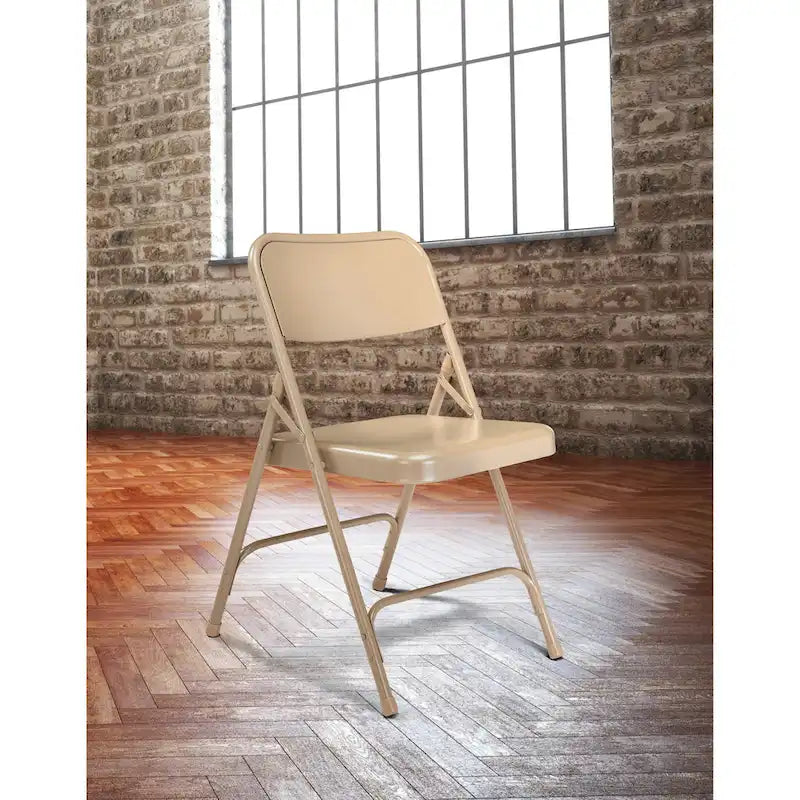 Beige Steel Folding Chairs Set of 4
