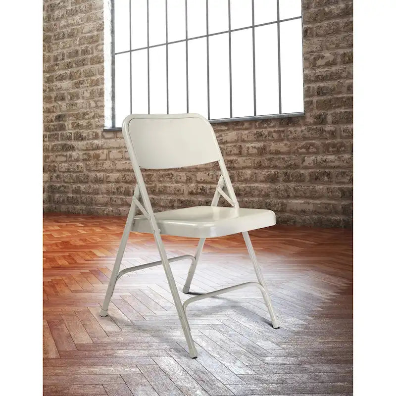 Beige Steel Folding Chairs Set of 4