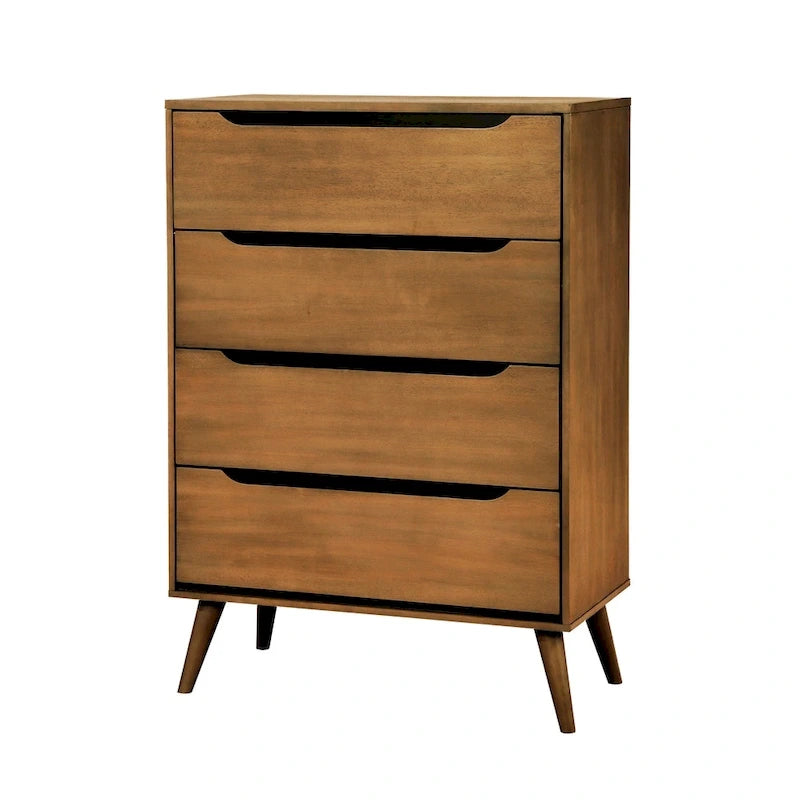 Fopp Mid-Century Modern Oak Wood 3-Piece Platform Bedroom Set by Furniture of America