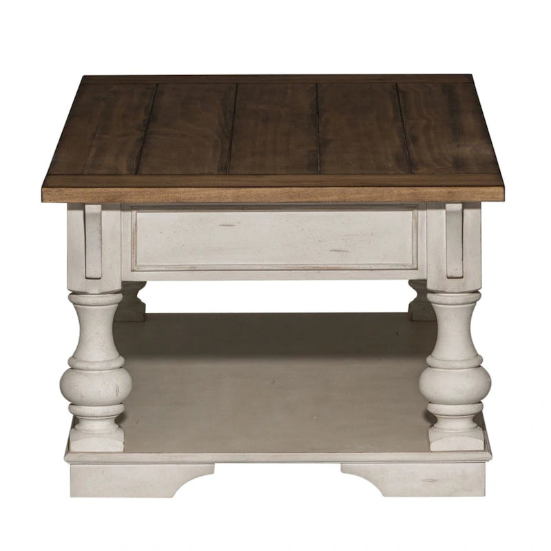 Morgan Creek Antique White Wire Brushed Tobacco Accents Cocktail Table