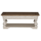 Morgan Creek Antique White Wire Brushed Tobacco Accents Cocktail Table