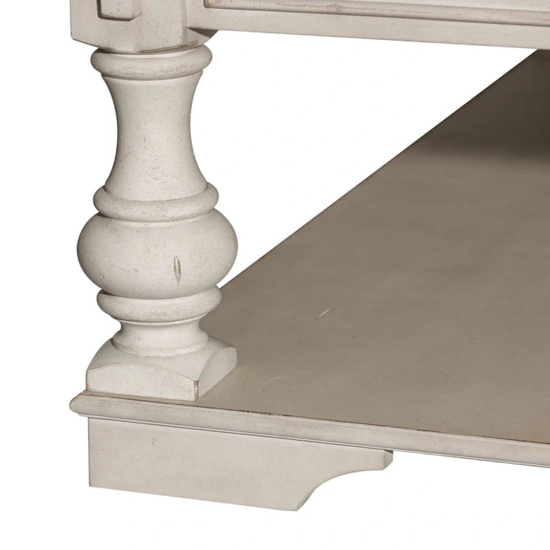 Morgan Creek Antique White Wire Brushed Tobacco Accents Cocktail Table