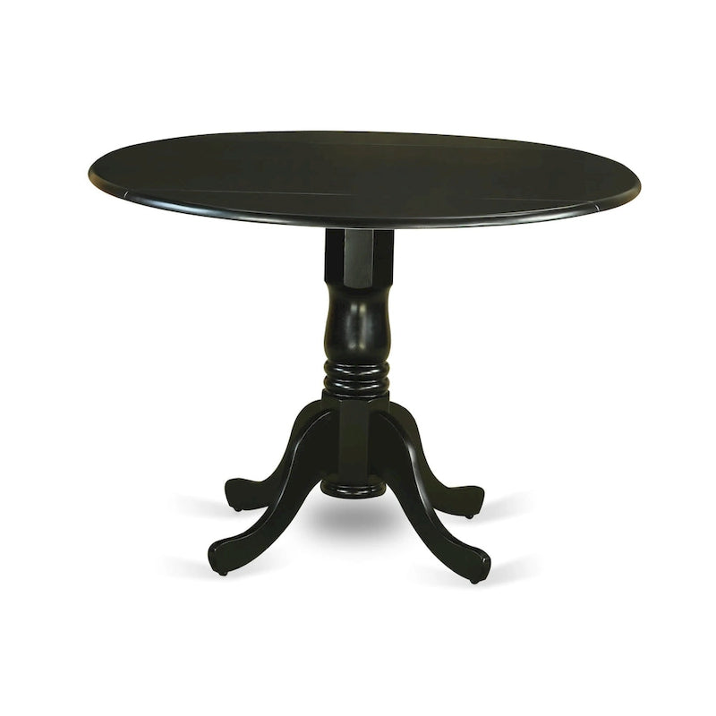 East West Furniture 5 Piece Dinette Set- a Round Dining Table with Dropleaf and 4 Dining Room Chairs, (Finish Options)