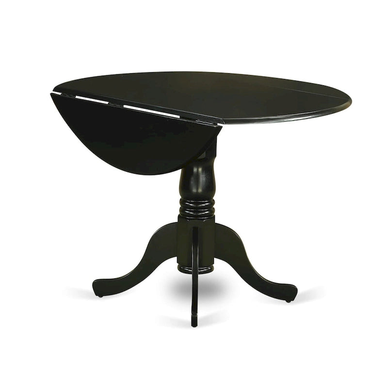 East West Furniture 5 Piece Dinette Set- a Round Dining Table with Dropleaf and 4 Dining Room Chairs, (Finish Options)