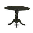 East West Furniture 5 Piece Dinette Set- a Round Dining Table with Dropleaf and 4 Dining Room Chairs, (Finish Options)