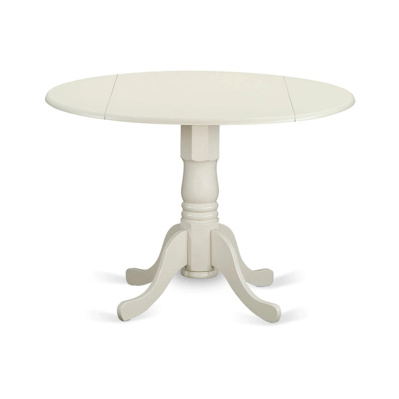 East West Furniture 5 Piece Dinette Set- a Round Dining Table with Dropleaf and 4 Dining Room Chairs, (Finish Options)