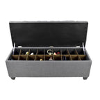 The Sole Secret Grey-Red Tint Diamond Tufted Shoe Storage Bench
