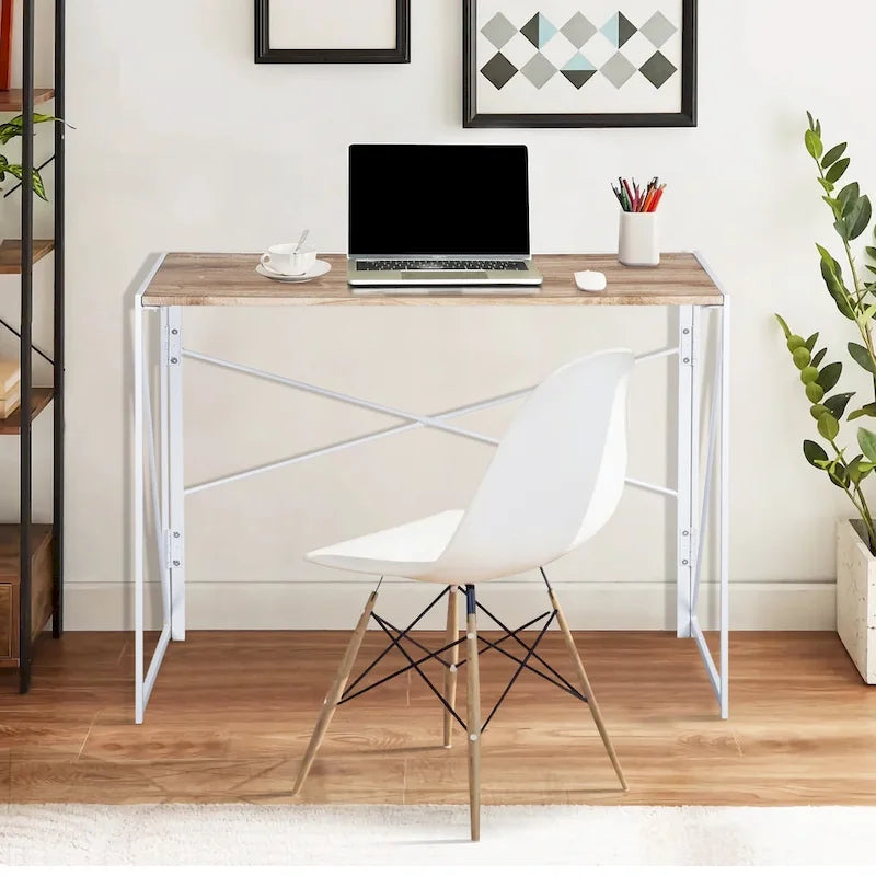 HomyLin 39 Simple Folding Study Writing Desk, No Assembly Required