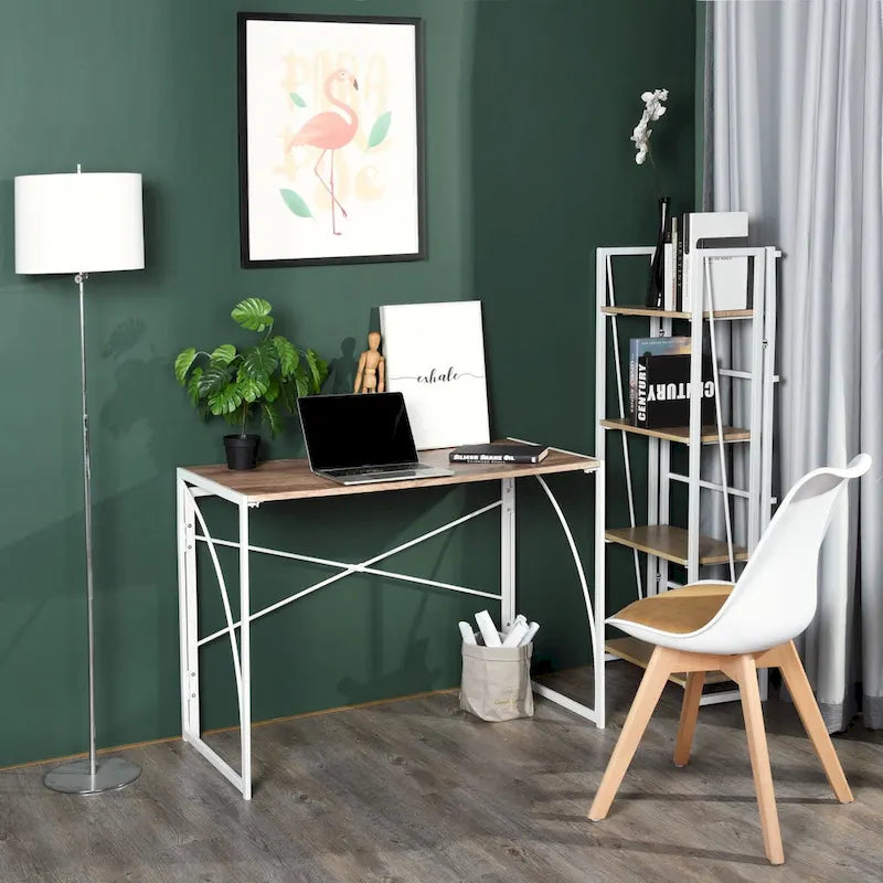 HomyLin 39 Simple Folding Study Writing Desk, No Assembly Required