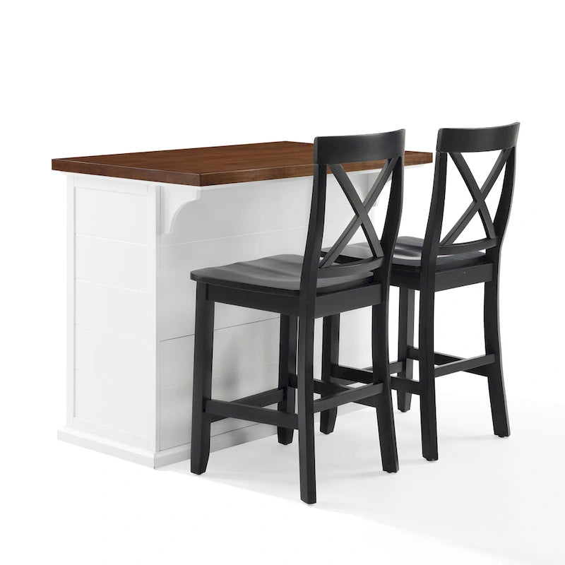 Crosley Bartlett Wood Top Kitchen Island W/X-Back Stools