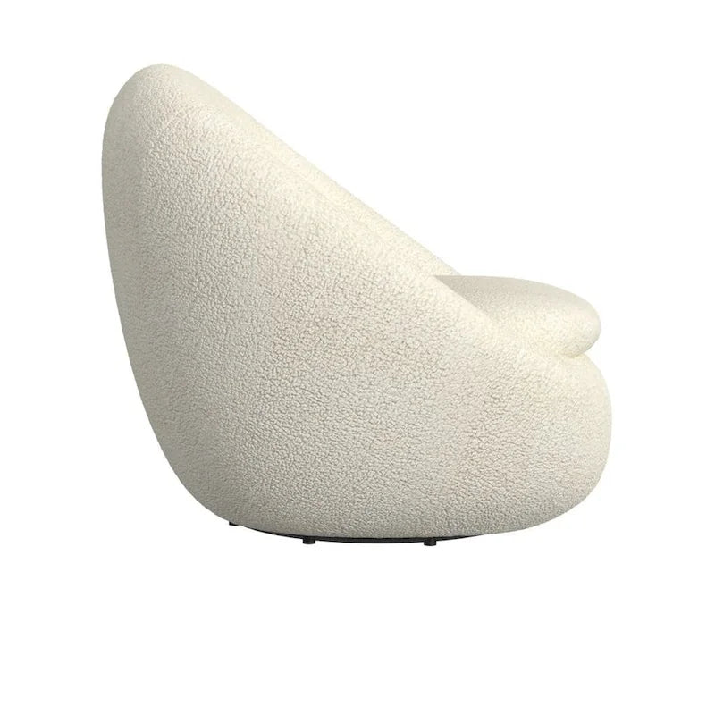 White Sherpa Barrel Swivel Chair with Removable Cushion