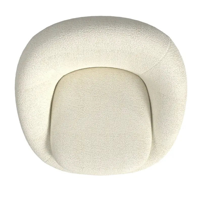 White Sherpa Barrel Swivel Chair with Removable Cushion